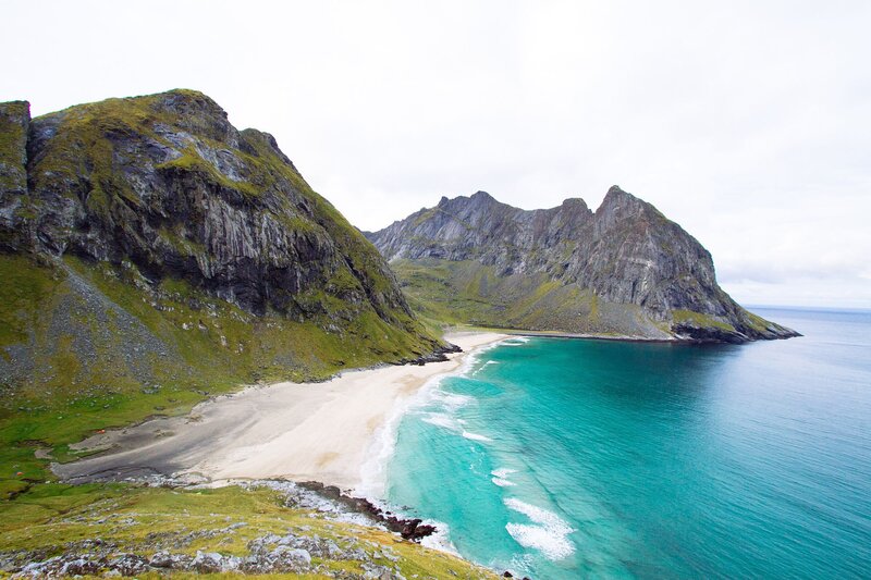 Beach Between Rocky Cliffs — Green