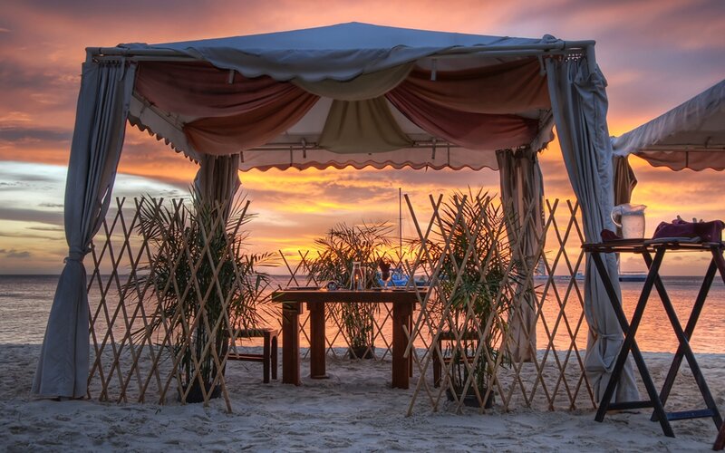 Beach Cabana at Sunset — Orange