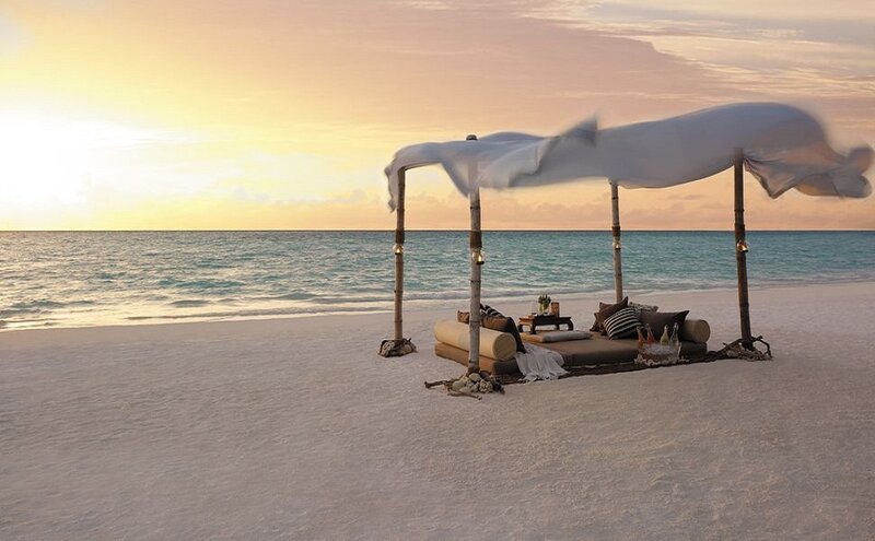 Beach Cabana at Sunset — White