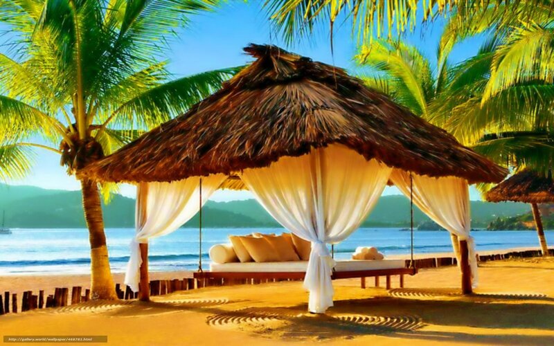 Beach cabana with ocean view