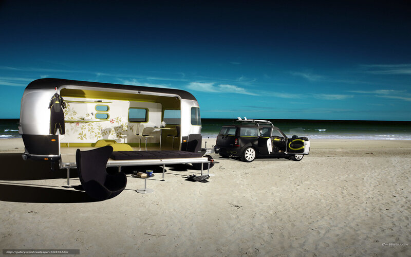 Beach camper and car setup