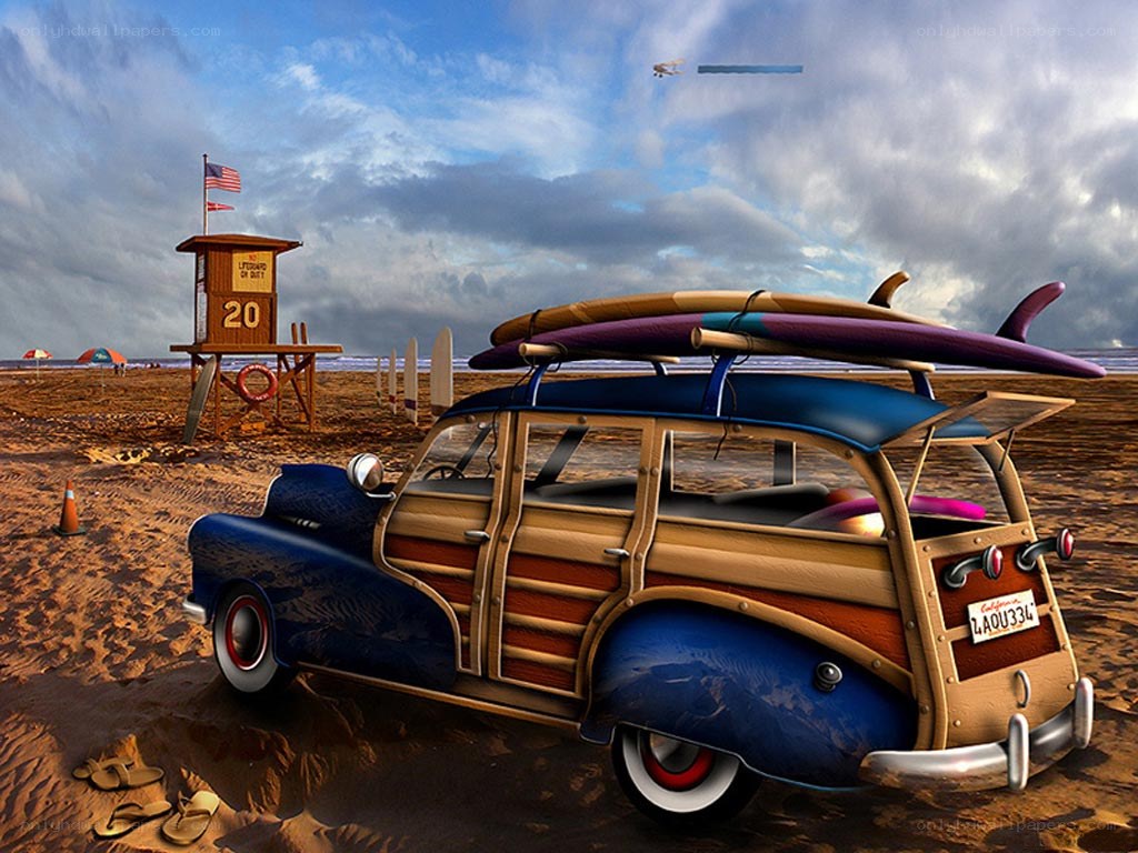 Beach car with surfboards