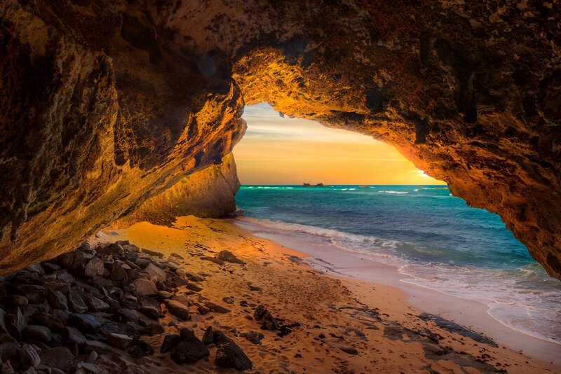 Beach Cave Opening — Orange