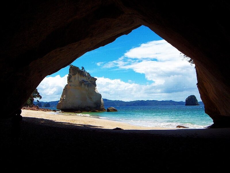 Beach Cave View — Blue, Serene