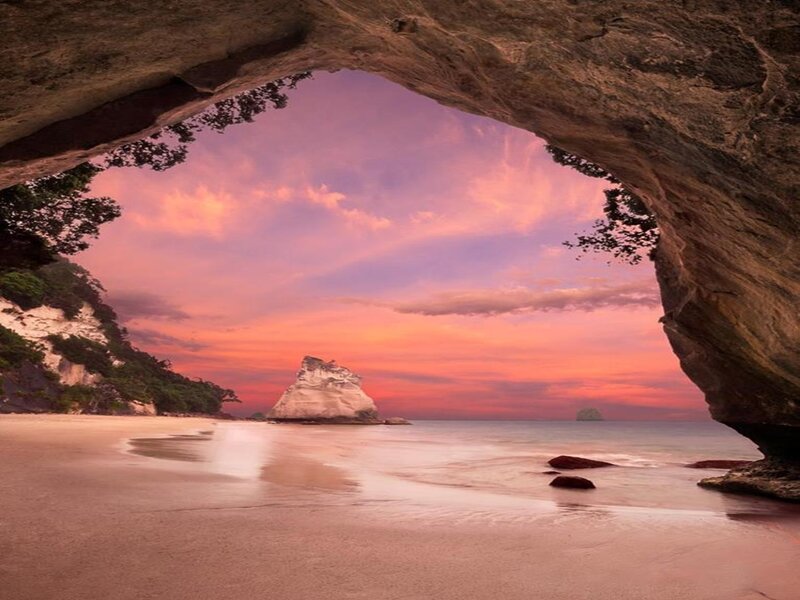 Beach Cave View — Pink