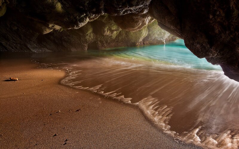 Beach Cave with Turquoise Water