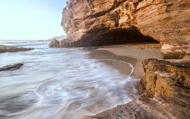 Beach Cave with Waves