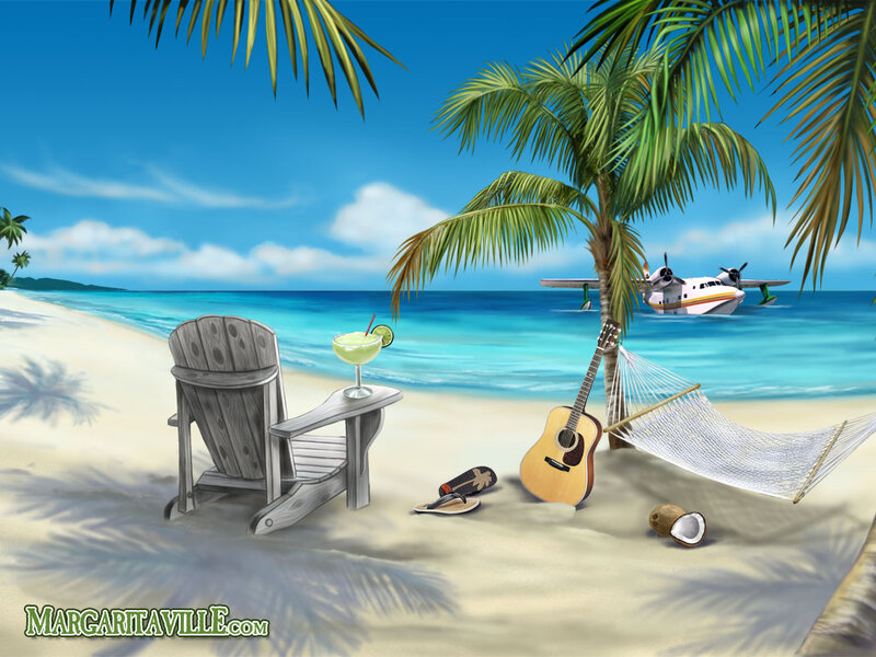 Beach Chair and Guitar — Blue