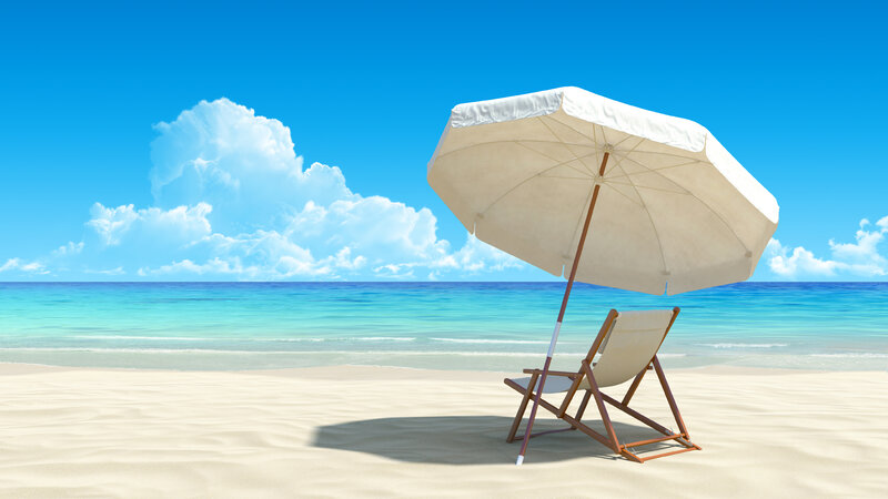 Beach Chair and Umbrella — Blue