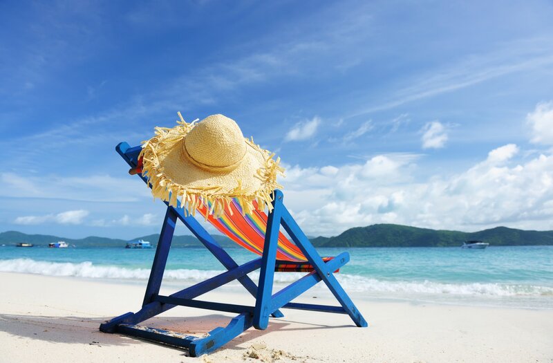 Beach Chair with Straw Hat