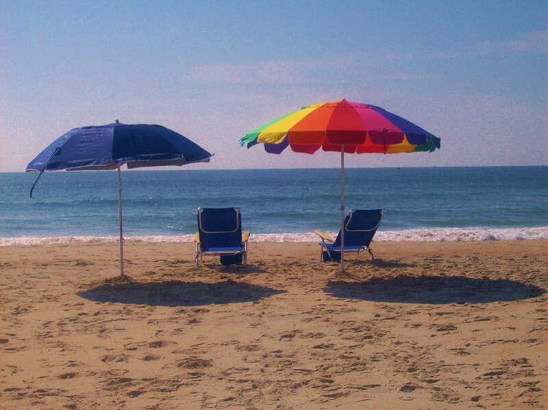 Beach Chairs and Umbrellas — Blue