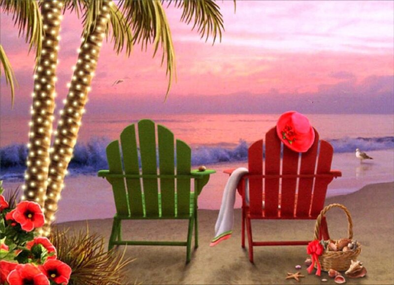 Beach Chairs at Sunset — Pink