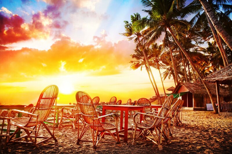 Beach Chairs at Sunset — Yellow
