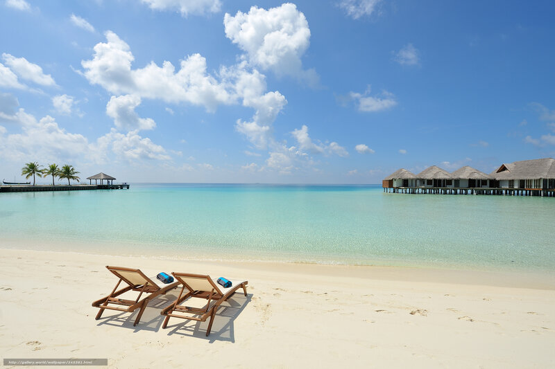 Beach Chairs on Sand — Blue, Serene, Afternoon, Photograph, Ocean, Bungalows