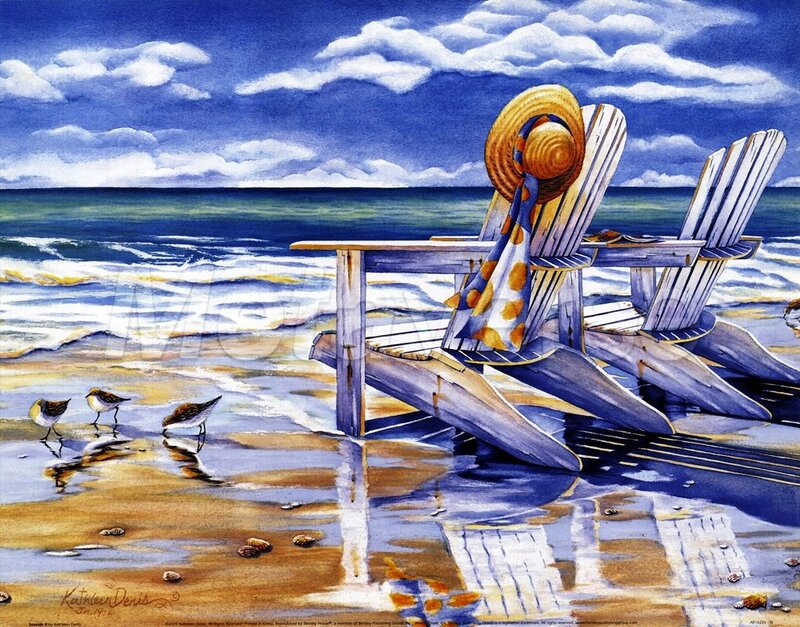 Beach Chairs on Shore — Blue