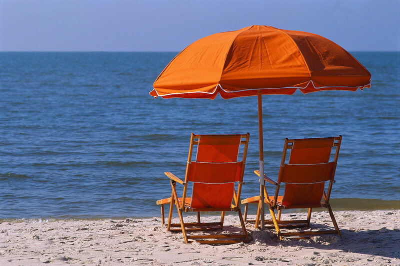 Beach Chairs under Umbrella — Orange