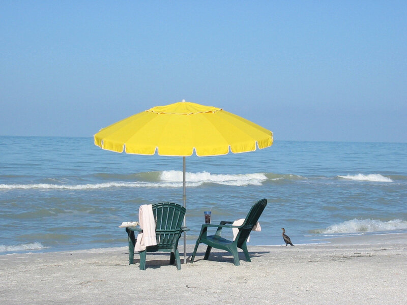 Beach Chairs under Umbrella — Yellow, Serene