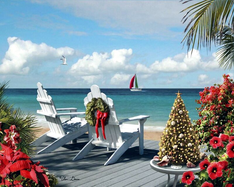 Beach Chairs with Christmas Tree
