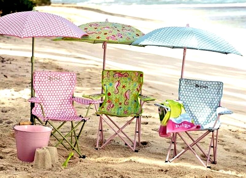 Beach Chairs with Umbrellas