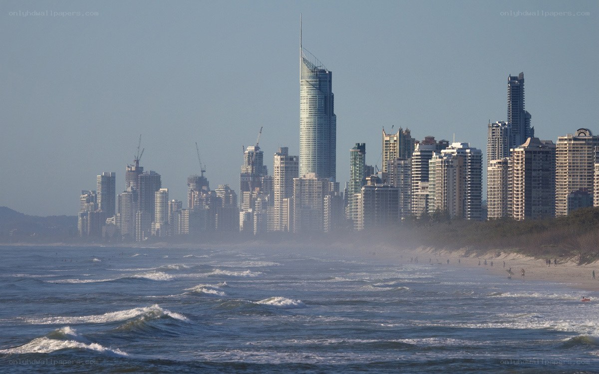 beach city skyline view