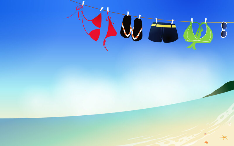 Beach clothes on a line