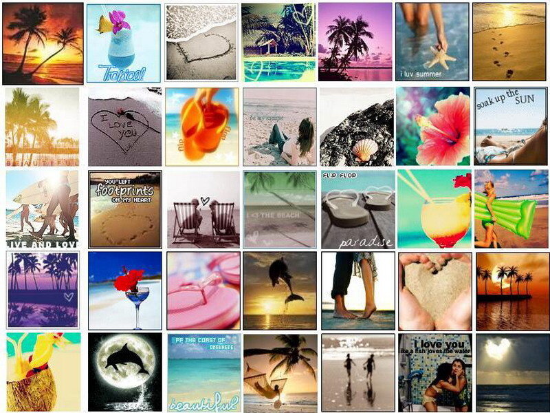 beach collage with tropical themes