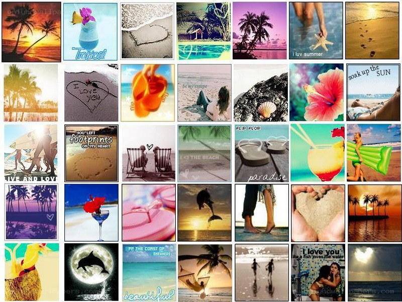 beach collage with tropical themes