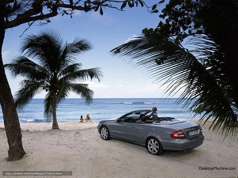 Beach convertible car scene
