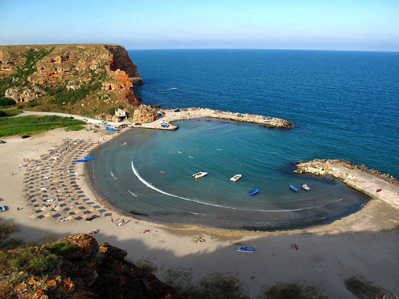 beach cove with boats