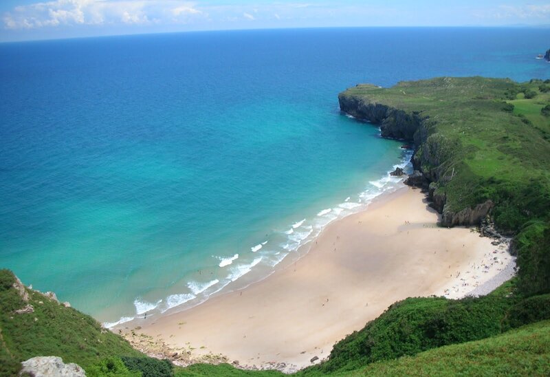 Beach Cove with Cliffs — Blue, Serene, Afternoon