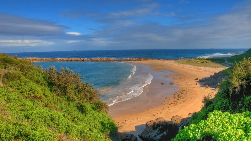 Beach Cove with Waves — Blue