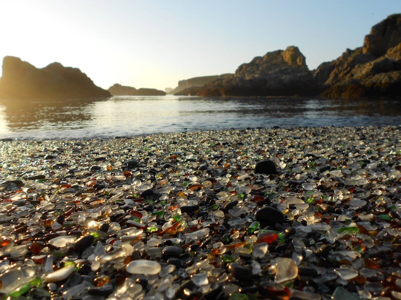 Beach Covered in Sea Glass — Green