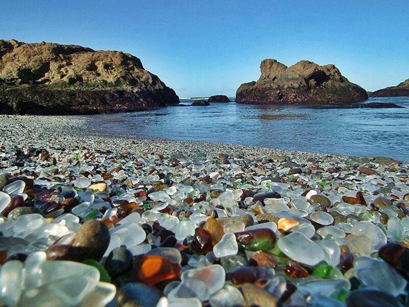 Beach Covered in Sea Glass