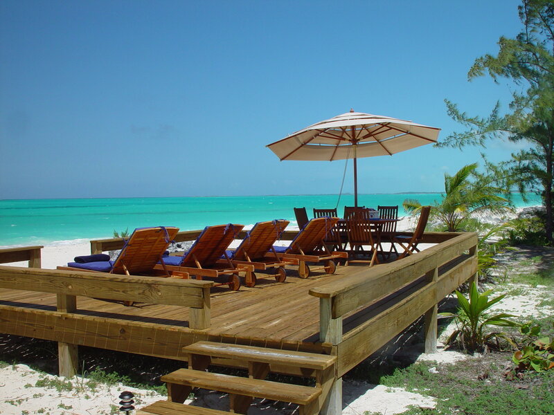 Beach deck with lounge chairs