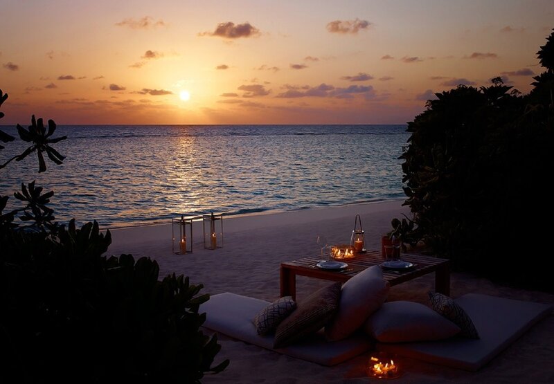 Beach Dinner Setup — Orange, Serene
