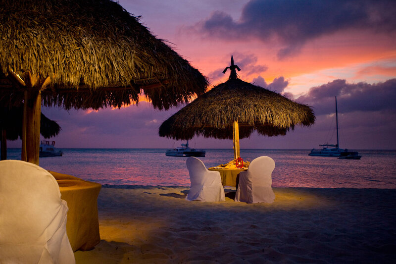 Beach Dinner Setup — Purple