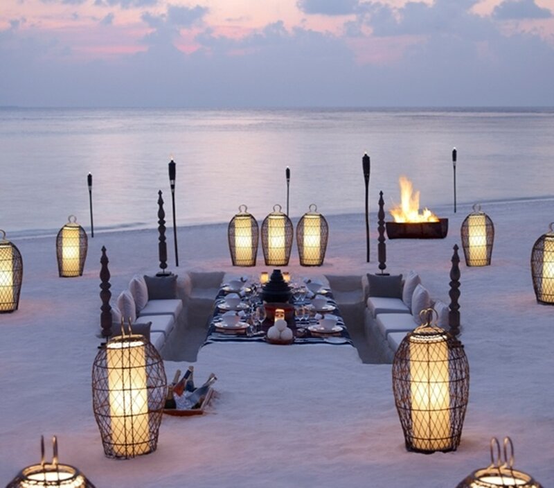 Beach Dinner Setup — White, Serene