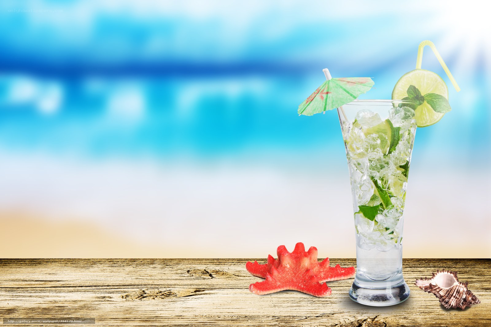 beach drink with umbrella