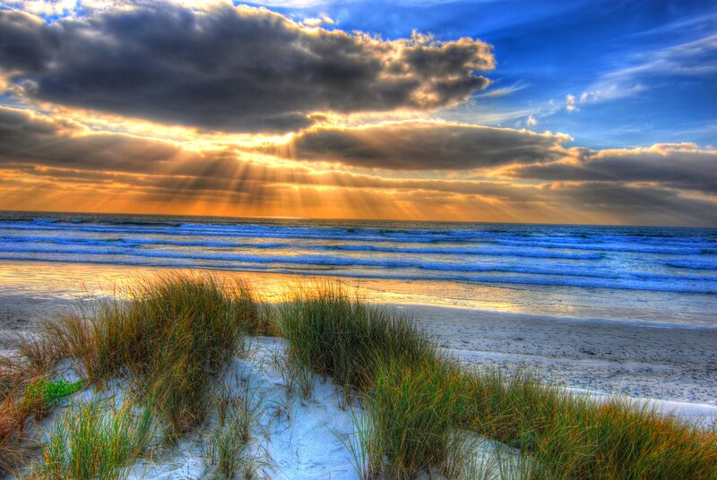 Beach Dunes at Sunset — Blue, Dramatic
