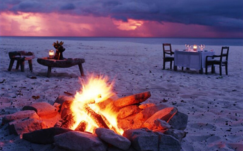 Beach Fire at Sunset