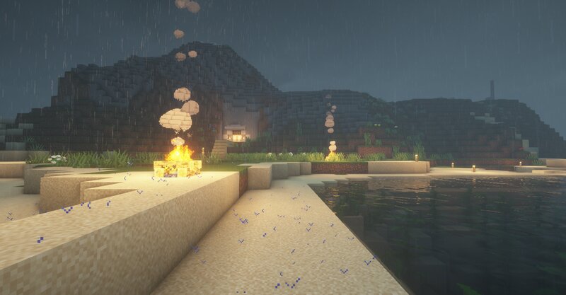 Beach Fire in Rain