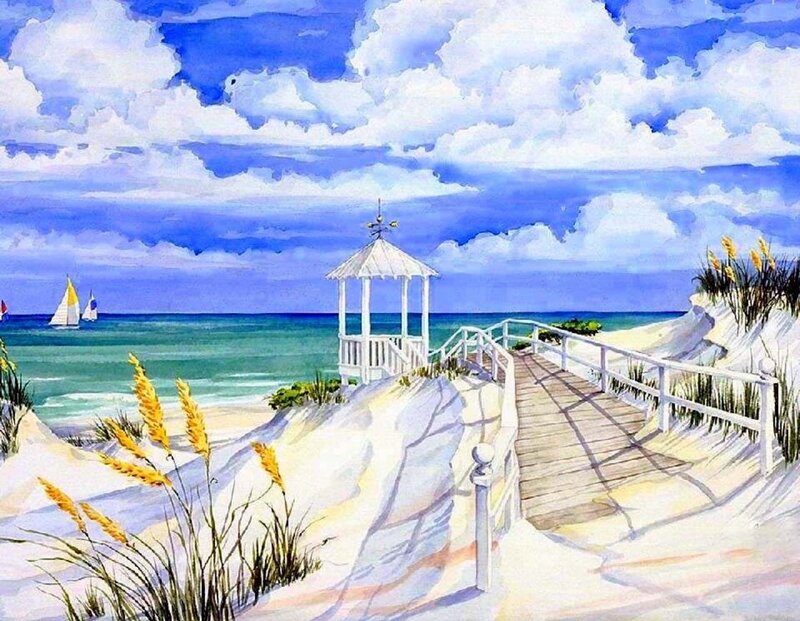Beach Gazebo and Boardwalk — Blue