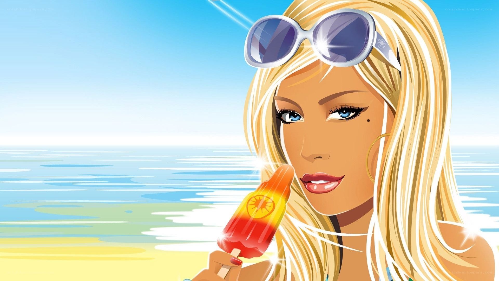 beach girl with popsicle