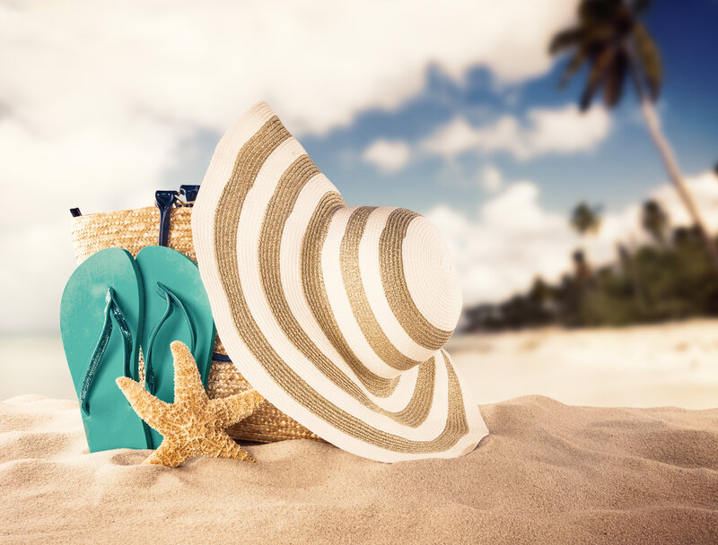 Beach Hat and Flip Flops