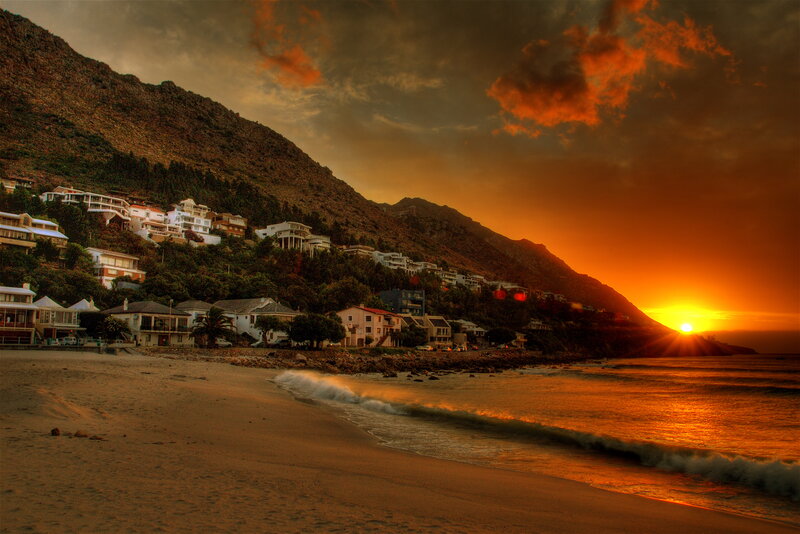 Beach Houses at Sunset