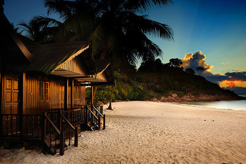 Beach Hut at Sunset — Blue
