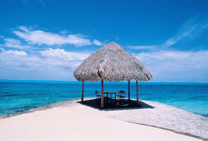 Beach hut on tropical island