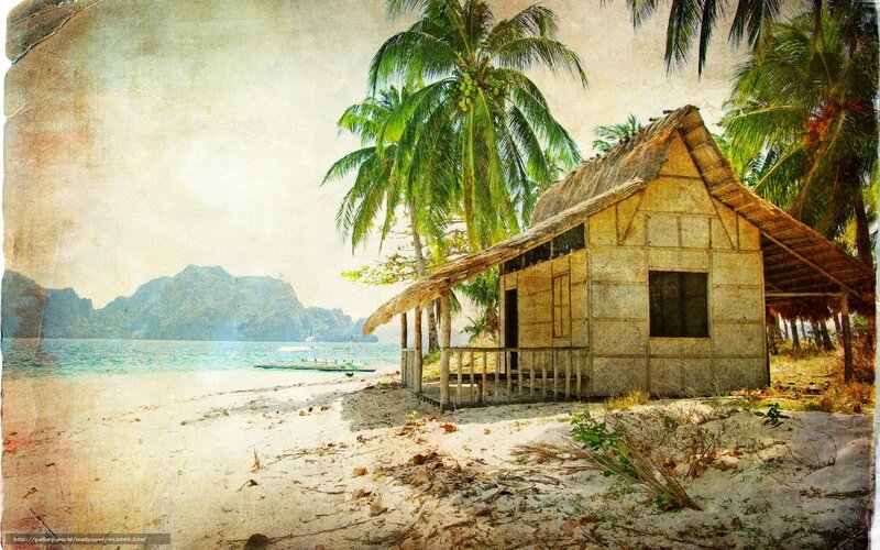 Beach Hut on Tropical Island — Beige