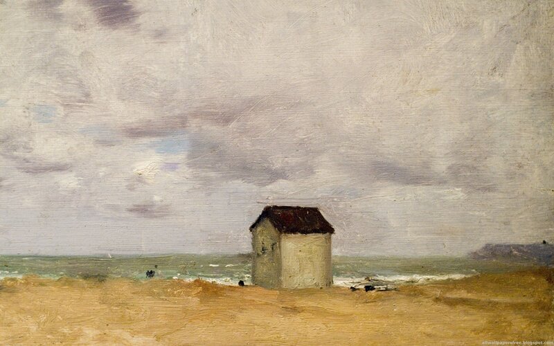 Beach Hut Under Cloudy Sky