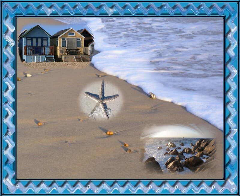 beach huts and starfish